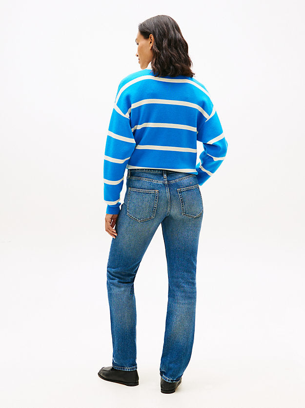 Faded Mid Rise Straight Leg Jeans