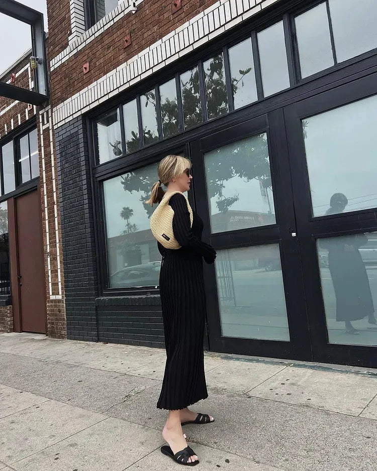 Robe Midi en Tricot à Manches pour l'Automne (Achetez-en 2, Livraison Gratuite)