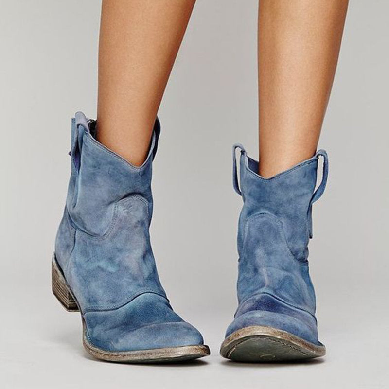 Damen Retro-Lederschuhe mit niedrigem Absatz