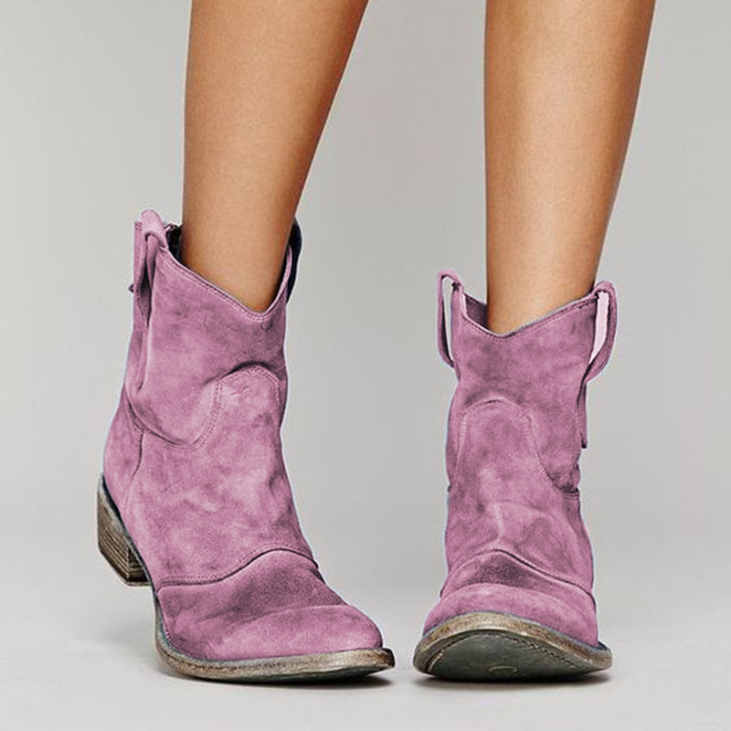 Damen Retro-Lederschuhe mit niedrigem Absatz