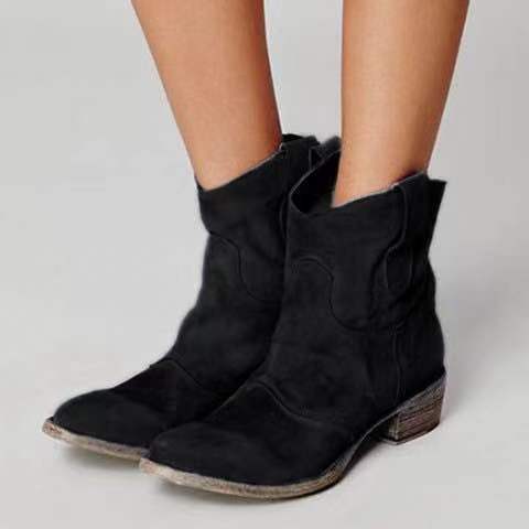 Damen Retro-Lederschuhe mit niedrigem Absatz