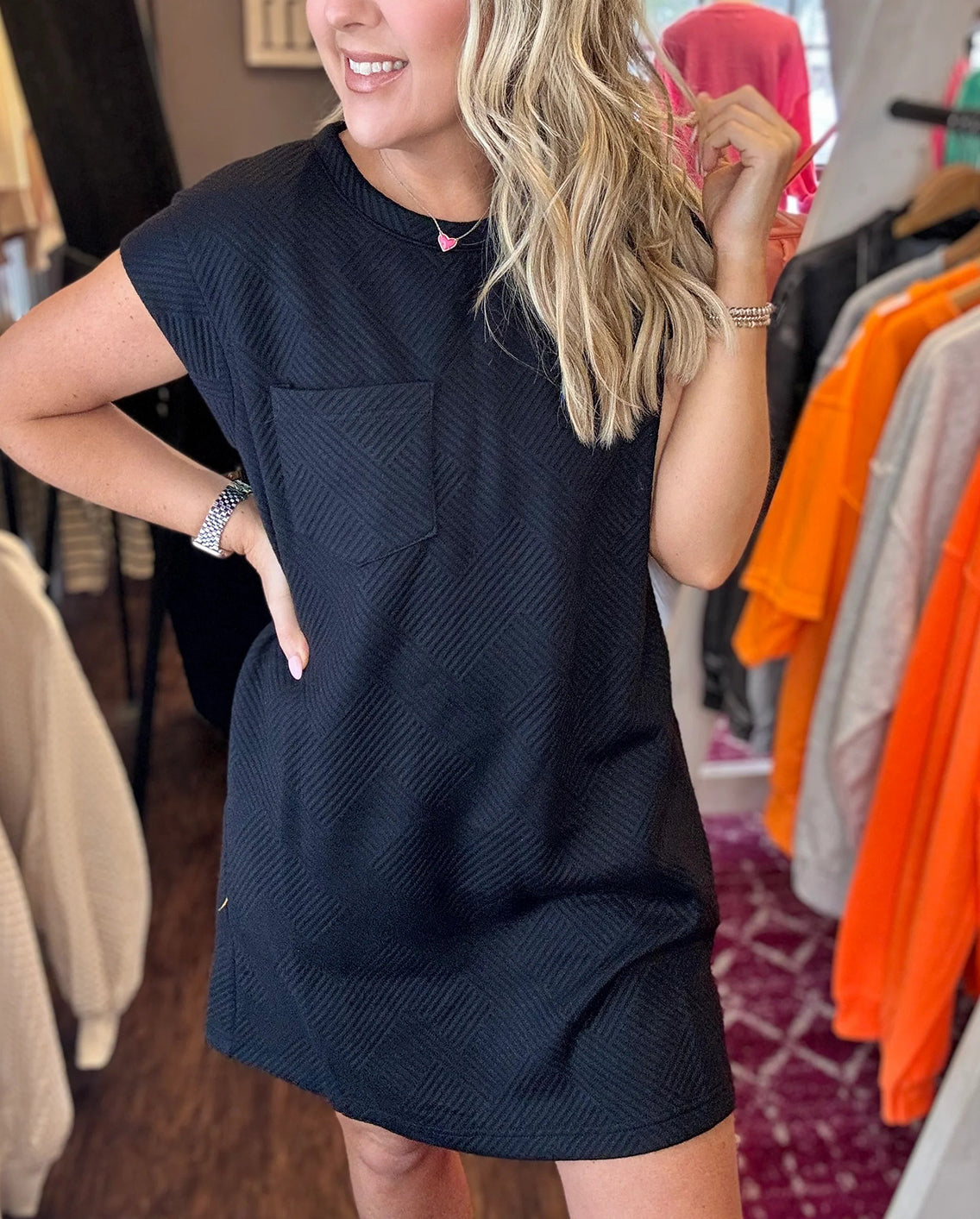 Robe texturée unie à manches courtes pour femme (Achetez-en 2, livraison gratuite)