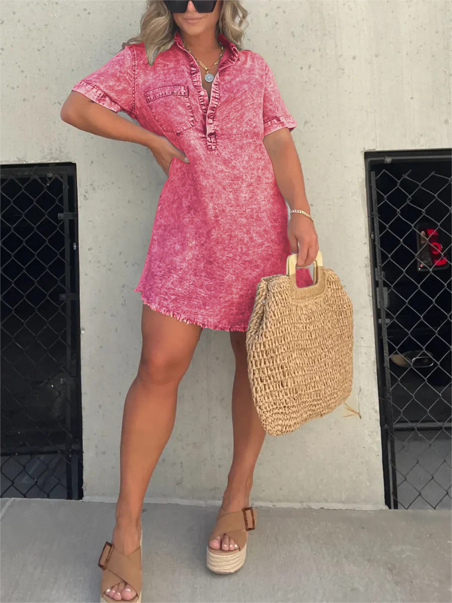 Nouvelle robe chemise lavée pour femme (2 achetées, livraison gratuite)