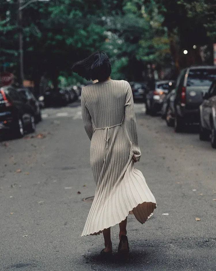 Robe Midi en Tricot à Manches pour l'Automne (Achetez-en 2, Livraison Gratuite)