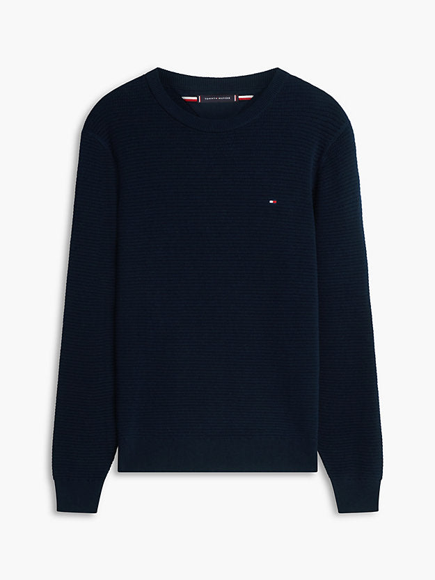 Structured Yarn Dyed Crew Neck Jumper