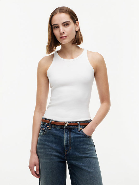 Contrast Trim Ribbed Slim Tank Top