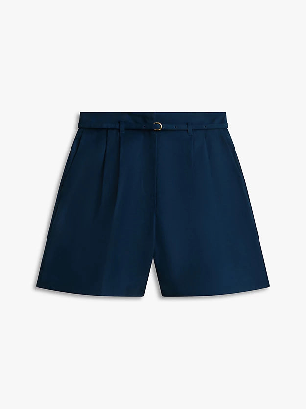Linen Blend Wide Leg Shorts