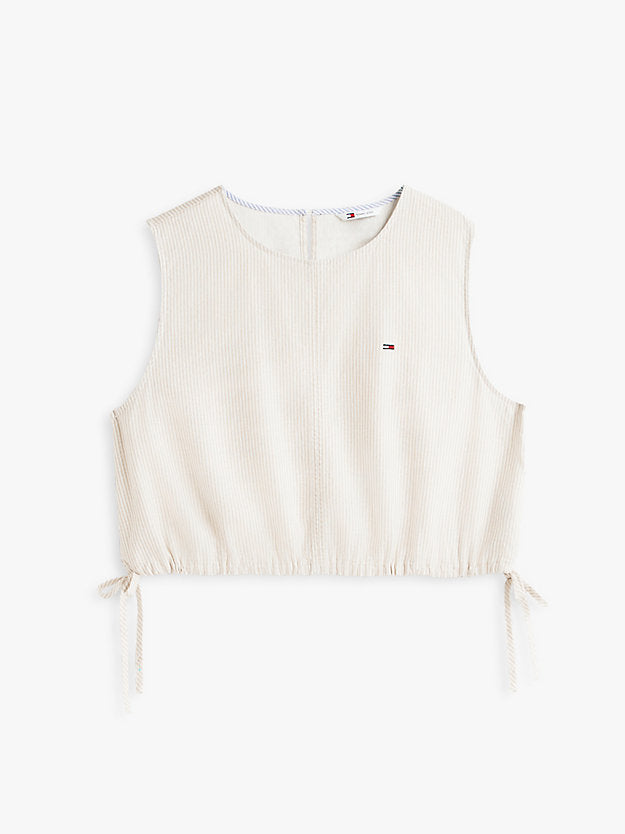 Side Tie Linen Blend Sleeveless Blouse