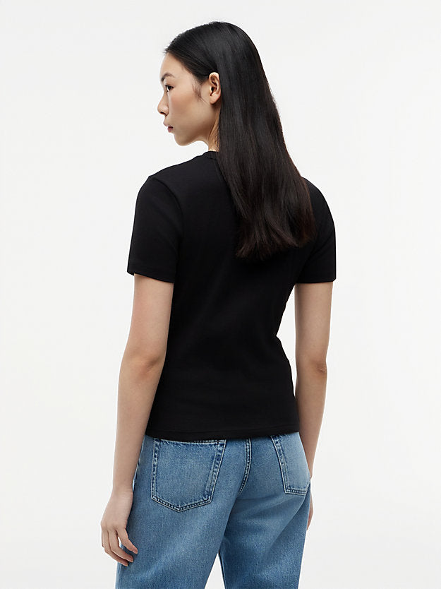 Flag Embroidery Slim Crew Neck T-Shirt