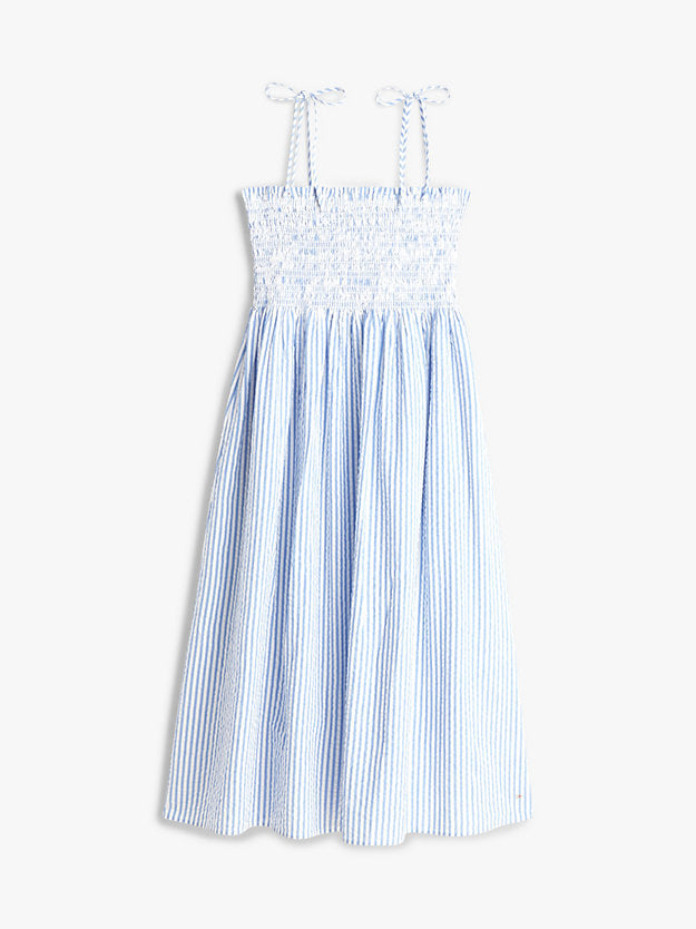 Seersucker Smock Relaxed Midi Dress