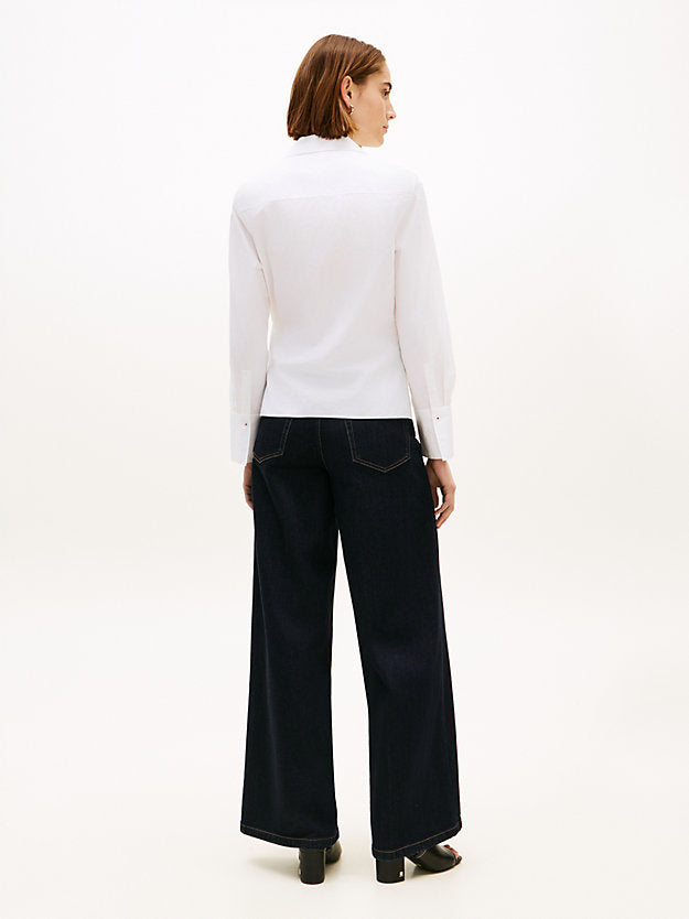 Slim Fit Wrap Knot Poplin Shirt