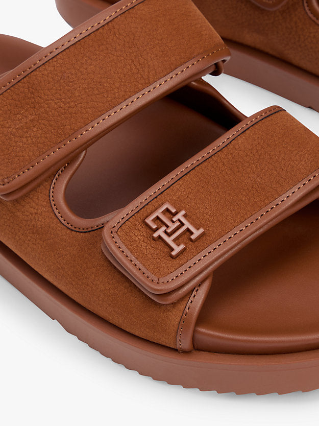 Leather Double Strap Serrated Sandals