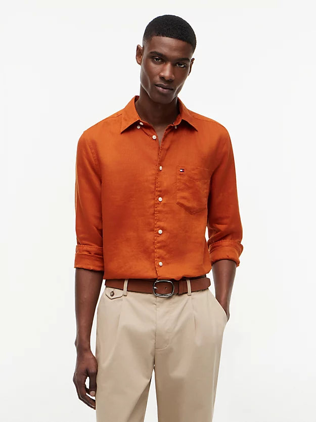 Regular Fit Washed Pure Linen Shirt