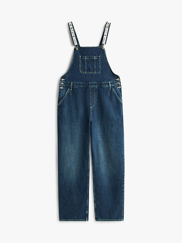 Girl Logo Strap Denim Dungarees