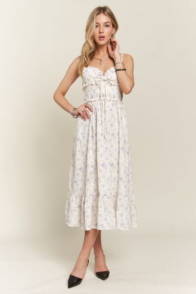 ADORA gesmoktes Camisole-Kleid mit Blumenmuster und Herzausschnitt