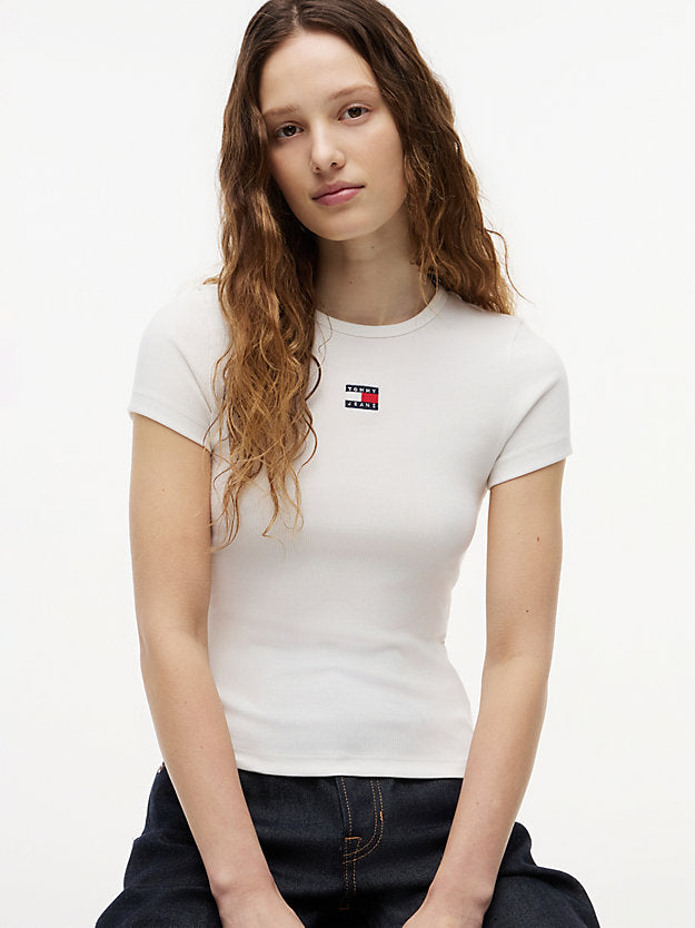 Badge Ribbed Slim T-Shirt
