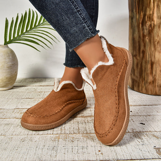 Bottines Fourrées Chaudes à Enfiler avec Semelle Épaisse Antidérapante