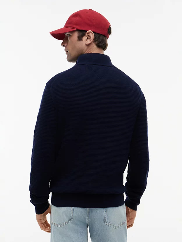 Textured Quarter-Zip Mock Neck Jumper