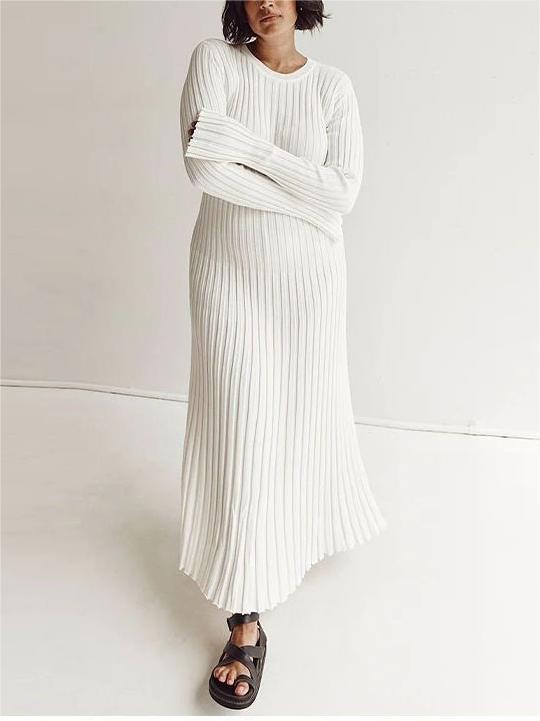 Robe Midi en Tricot à Manches pour l'Automne (Achetez-en 2, Livraison Gratuite)