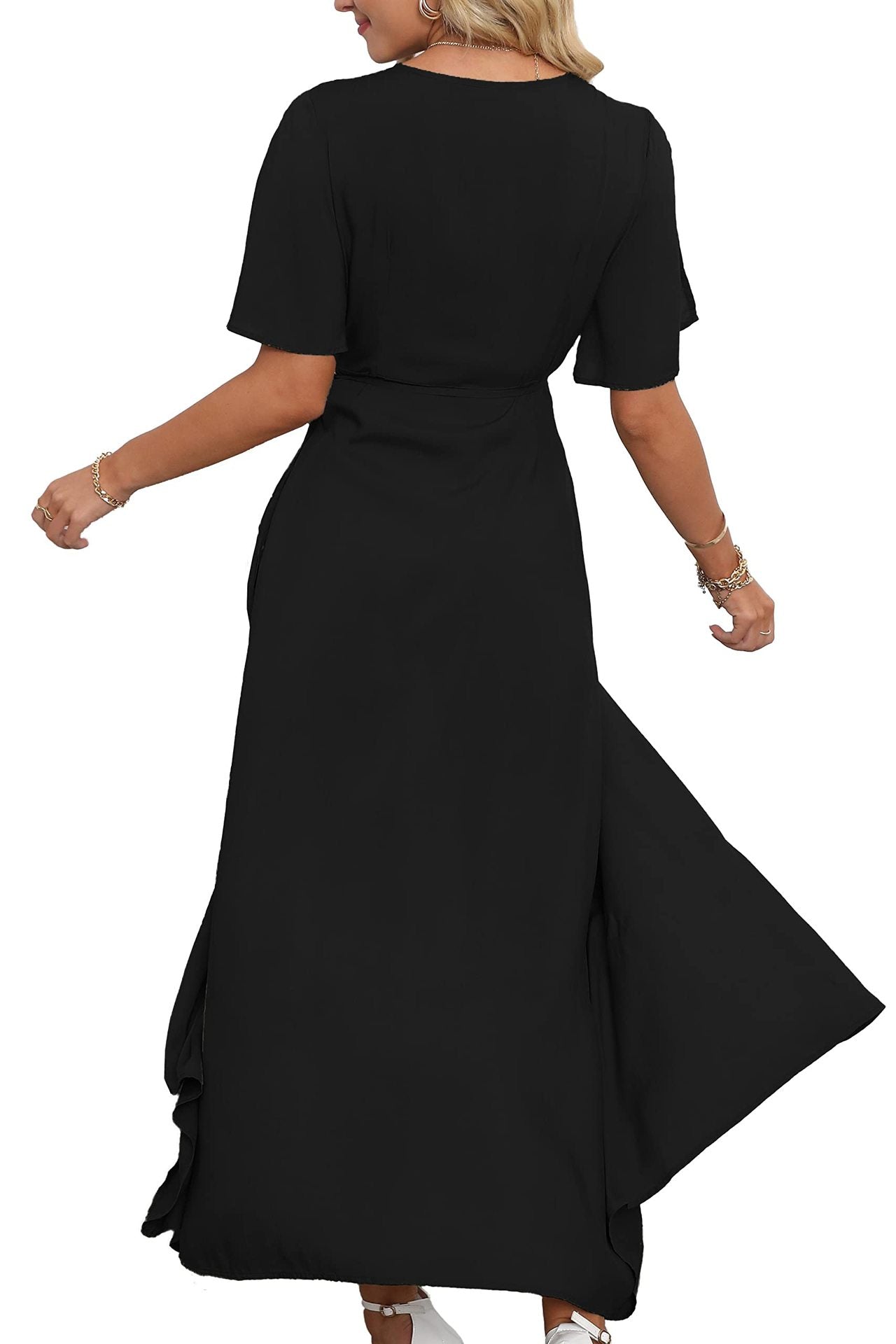 Robe longue fendue col V