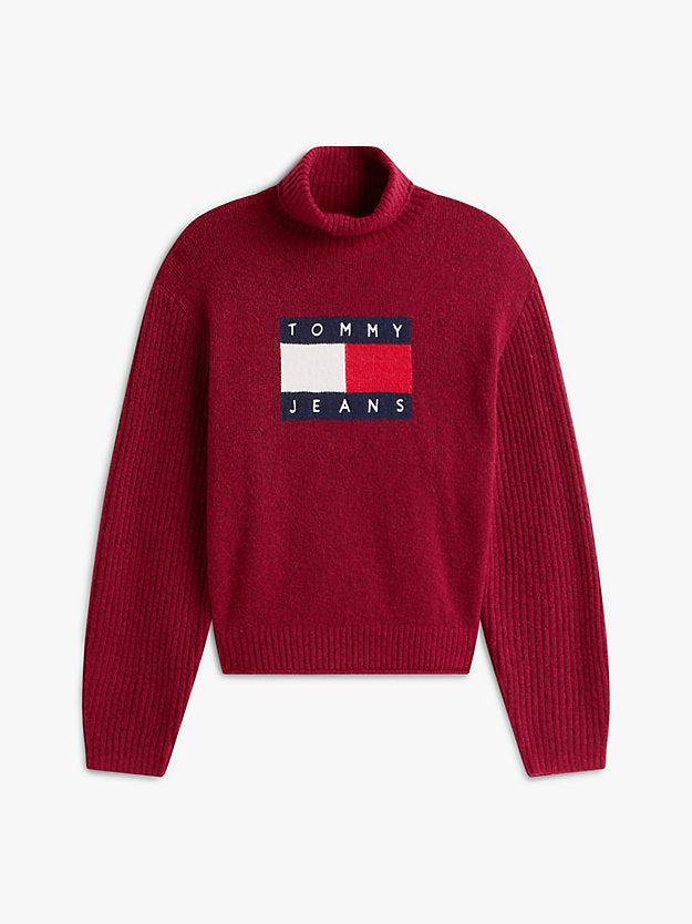 Flag Intarsia Relaxed Turtleneck Jumper
