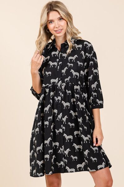 Mini-robe chemise boutonnée à imprimé zèbre Mittoshop