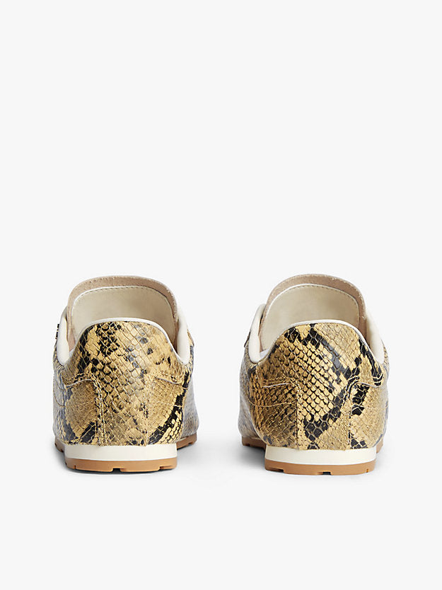 Snake Print Leather Trainers