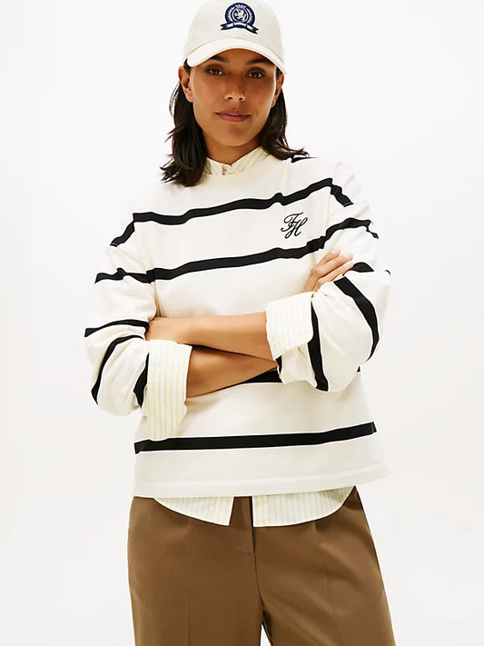 Logo Embroidery Terry Crew Neck Sweatshirt