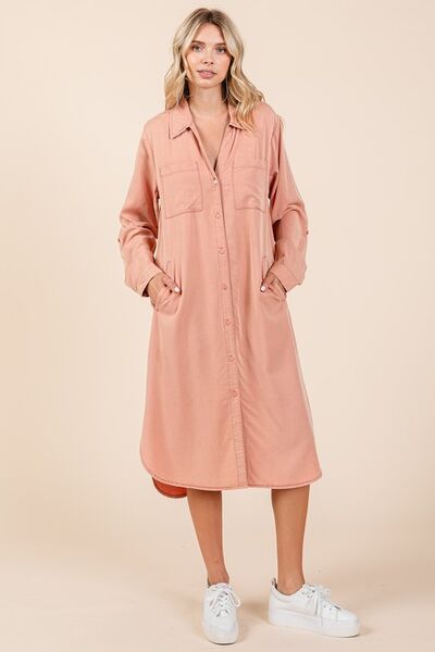 Robe chemise à manches longues boutonnée Mittoshop