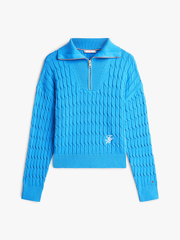 Relaxed Cable Knit Quarter-Zip Jumper