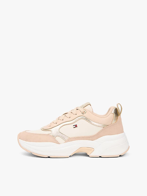 Metallic Leather Chunky Trainers