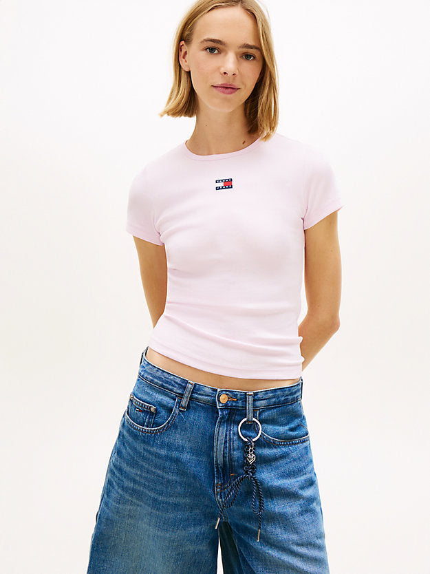 Badge Ribbed Slim T-Shirt