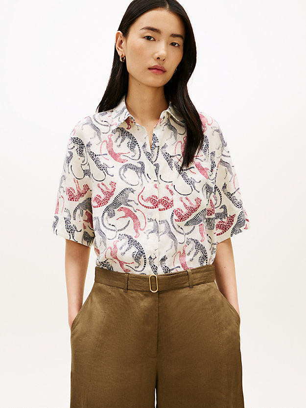 Relaxed Fit Pure Linen Short Sleeve Shirt