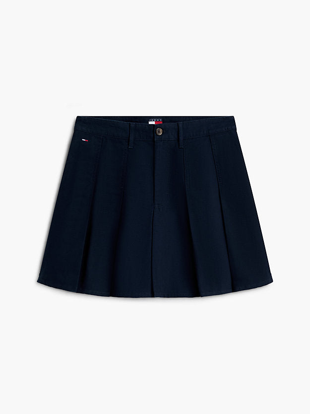 Washed Canvas Pleated Mini Skirt