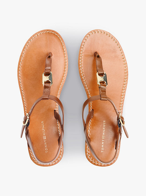 Leather Monogram Strap Sandals