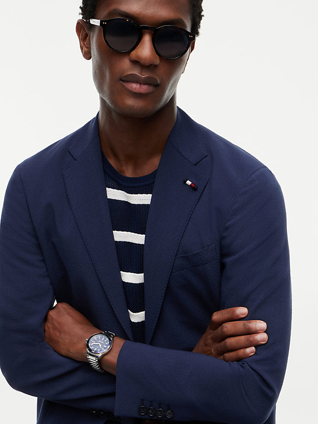 Tech Regular Fit Wool Blend Seersucker Blazer
