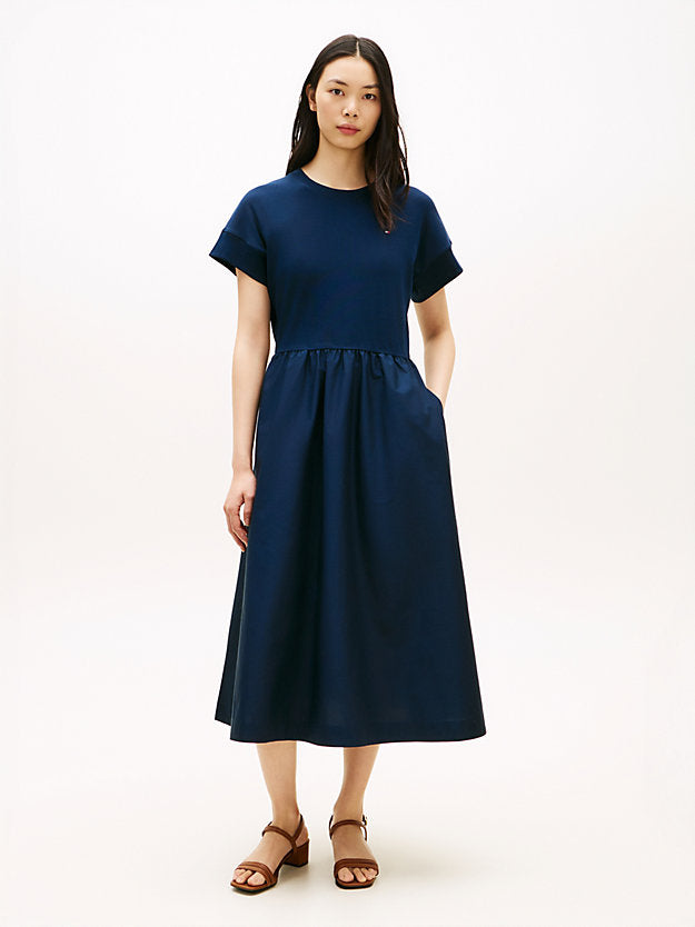 Contrast Fit And Flare Midi Dress