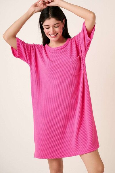 Mittoshop Urban Rippstrick Kurzarm-T-Shirt-Kleid