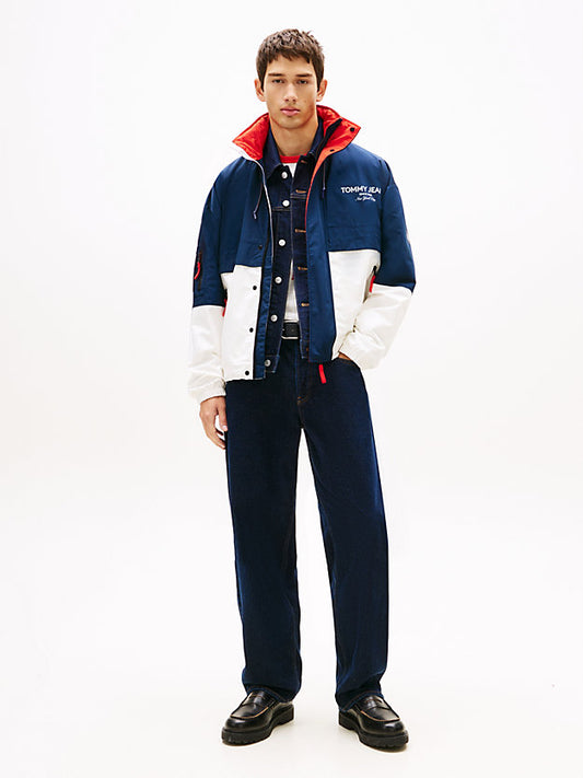 Water Repellent Colour-Blocked Oversized Windbreaker