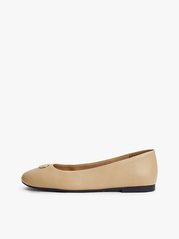 Monogram Plaque Leather Ballerinas