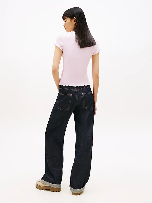 Ruffle Trim Ribbed T-Shirt
