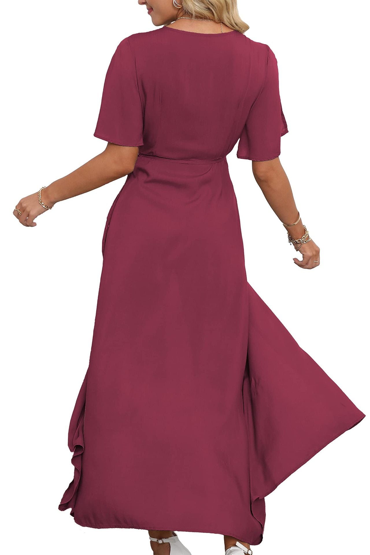 Robe longue fendue col V