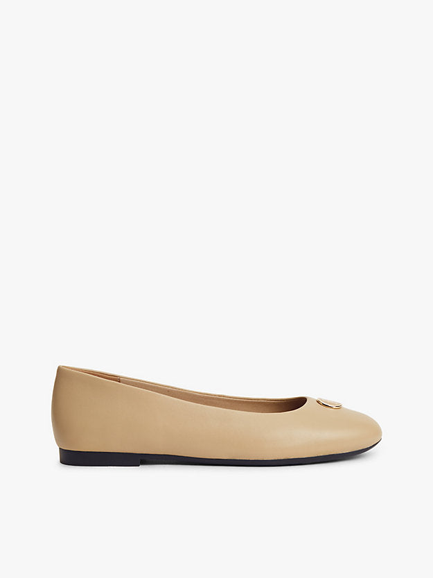 Monogram Plaque Leather Ballerinas