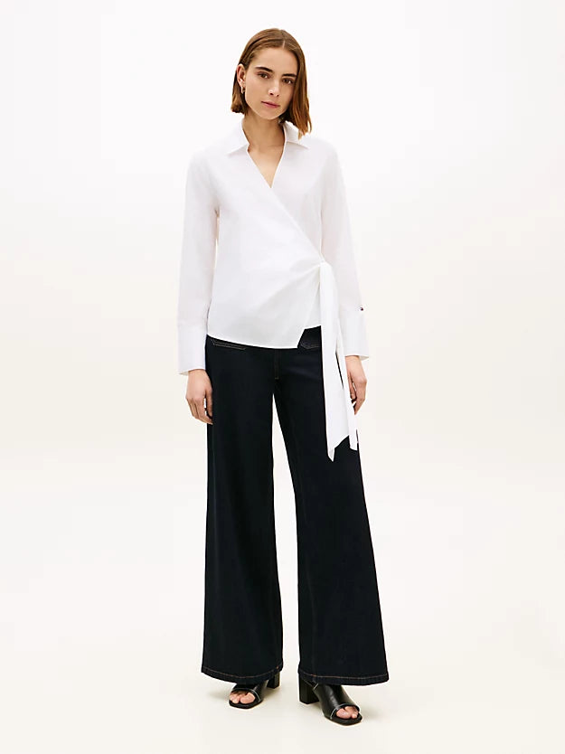 Slim Fit Wrap Knot Poplin Shirt