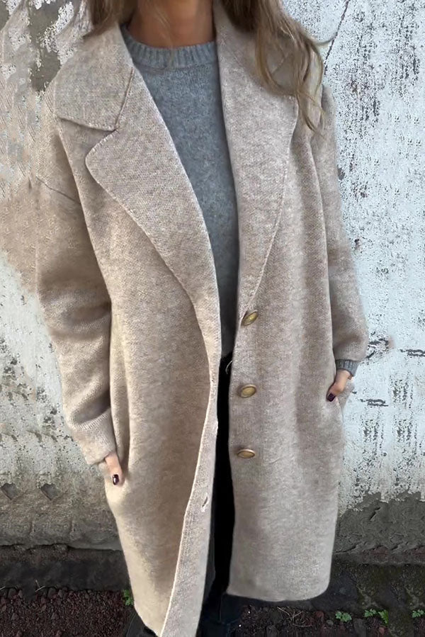 RÄUMUNGSVERKAUF🔥Einfarbige legere Langarmjacke mit Revers – 48 % RABATT