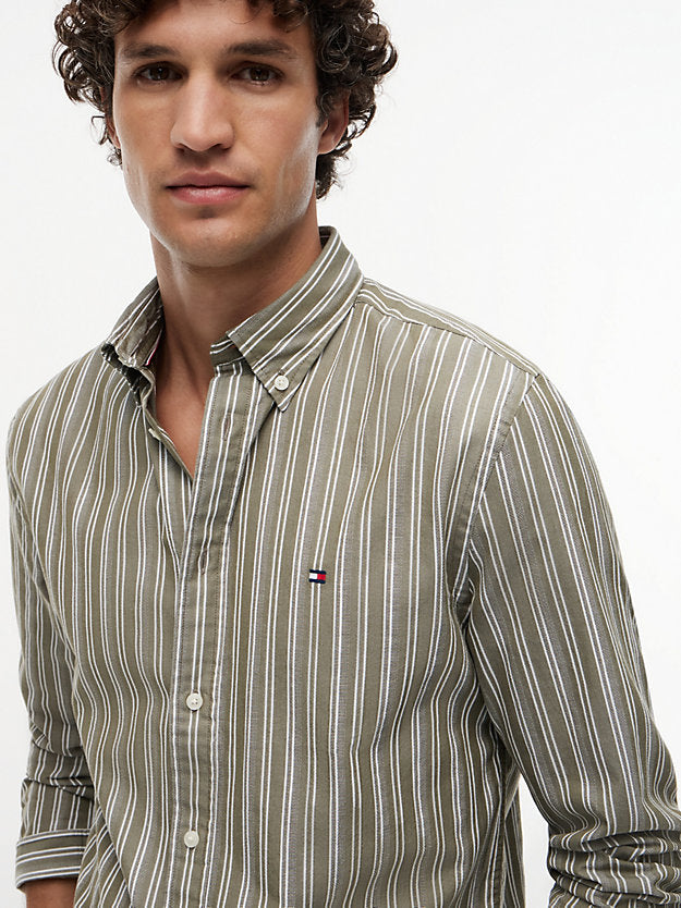 Regular Fit Textured Stripe Poplin Shirt
