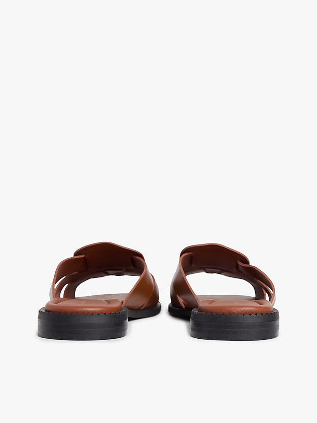 Leather Crest Square Toe Sandals