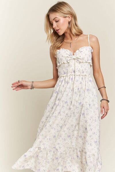 ADORA gesmoktes Camisole-Kleid mit Blumenmuster und Herzausschnitt