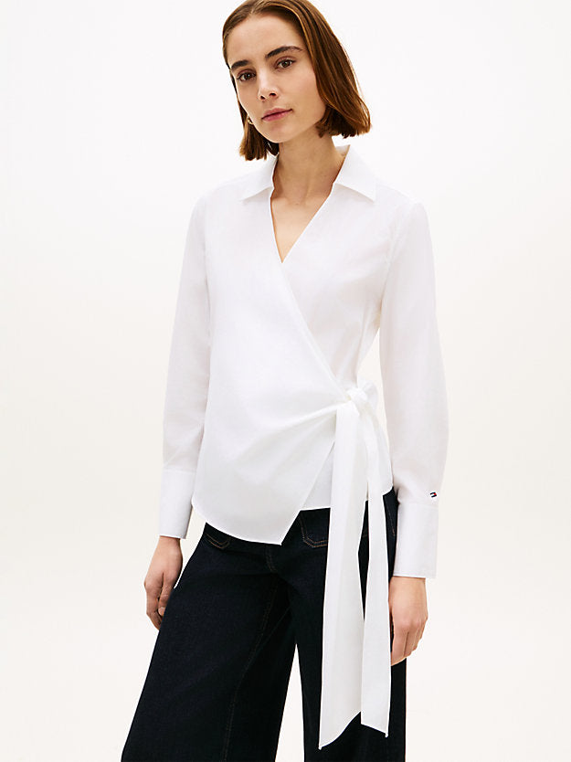 Slim Fit Wrap Knot Poplin Shirt