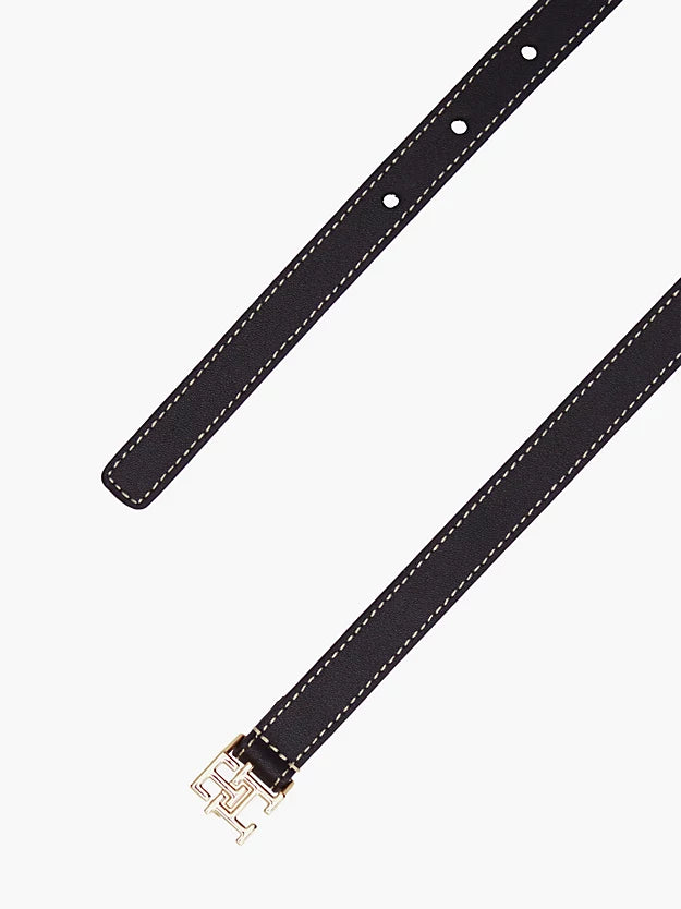 Monogram Plaque Buckle Leather Belt